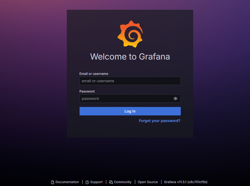 Окно авторизации в Grafana