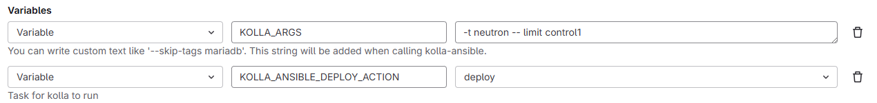 Параметры запуска пайплайна