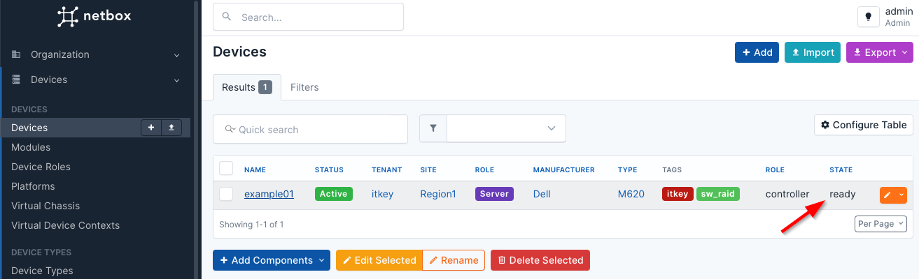 Состояние сервера ready