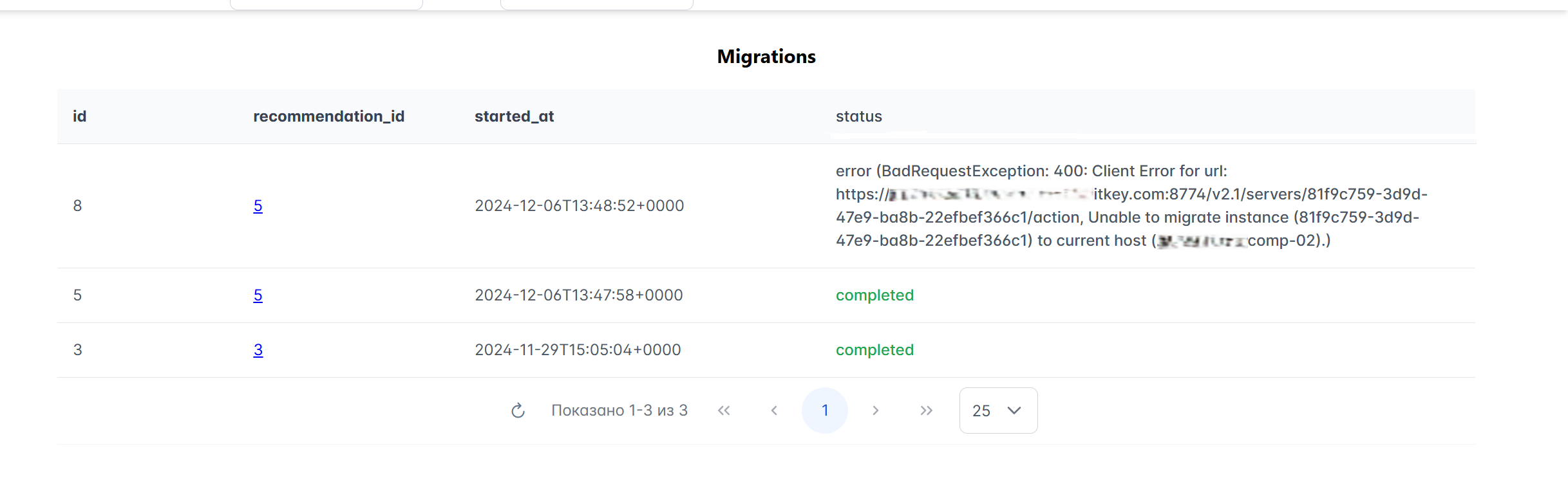 Информация по миграциям